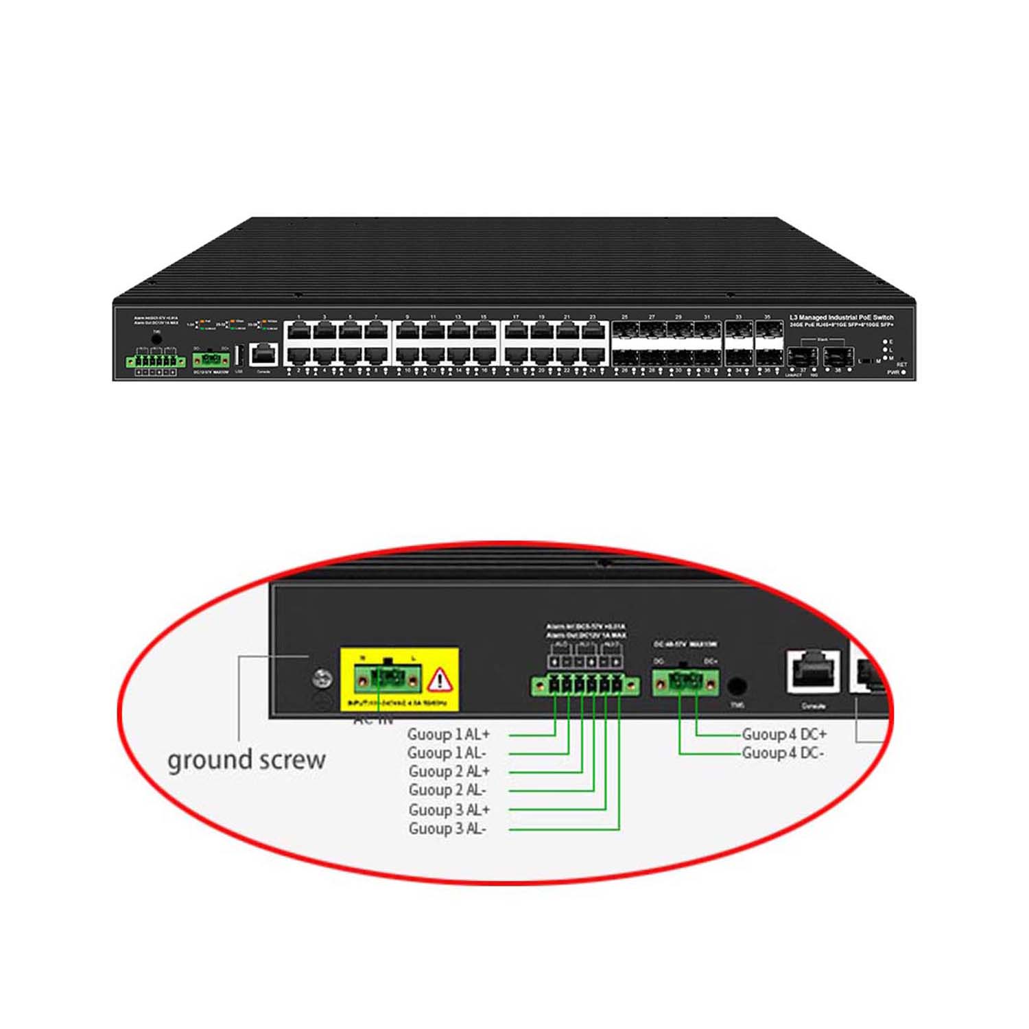 Sfp+ 10G Managed Switch 8 Port - Switch gestito industriale L3 a 38